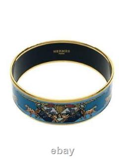 HERMES Email GM tiger leopard Bracelet Bangle Enamel Blue Accessory