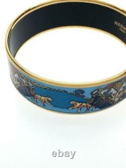 HERMES Email GM tiger leopard Bracelet Bangle Enamel Blue Accessory