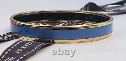 HERMES Emaile Enamel Horse Carriage Calech BLUE x GOLD Bangle PM Bracelet