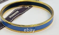 HERMES Emaile Enamel Horse Carriage Calech BLUE x GOLD Bangle PM Bracelet