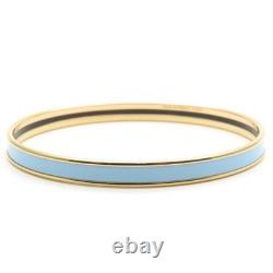 HERMES Enamel Bangle Bracelet Blue Gold Plated Metal 7.68 in Ladies Authentic