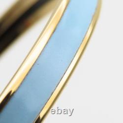 HERMES Enamel Bangle Bracelet Blue Gold Plated Metal 7.68 in Ladies Authentic