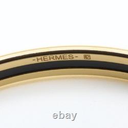 HERMES Enamel Bangle Bracelet Blue Gold Plated Metal 7.68 in Ladies Authentic