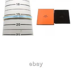 HERMES Enamel Bangle Bracelet Blue Gold Plated Metal 7.68 in Ladies Authentic