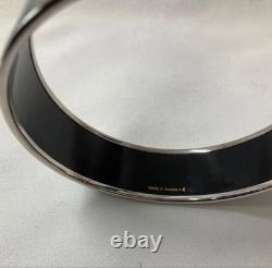 HERMES Enamel Bangle Bracelet Blue Silver Hardware with Original Box Authentic