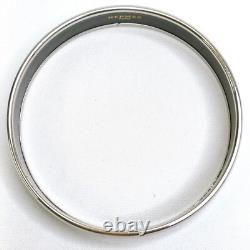 HERMES Enamel Bangle Bracelet Blue Silvertone Horse Carriage Authentic JAPAN