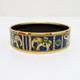 Hermes Enamel Bangle Bracelet Cloisonne Animal Blue Green Gold-tone 22.5cm Nobox