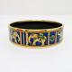 Hermes Enamel Bangle Bracelet Cloisonne Animal Blue Green Gold-tone 22.5cm Nobox