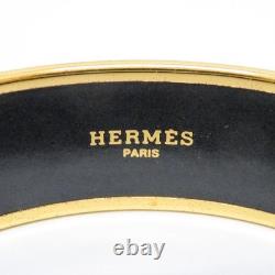 HERMES Enamel Bangle Bracelet Cloisonne Animal Blue Green Gold-tone 22.5cm NoBox