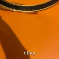 HERMES Enamel Bangle Bracelet Cloisonne Gold Blue Orange Very Good No Bo