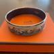 Hermes Enamel Bangle Bracelet Dolphins Light Blue Gold Used