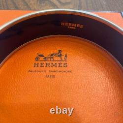 HERMES Enamel Bangle Bracelet Dolphins Light Blue Gold used