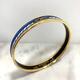 Hermes Enamel Bangle Bracelet Gold Blue Pm Size Accessories