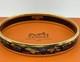 Hermes Enamel Bangle Bracelet Harness Pattern Blue & Gold Vintage