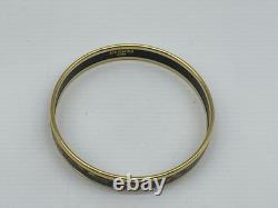 HERMES Enamel Bangle Bracelet Harness Pattern Blue & Gold Vintage