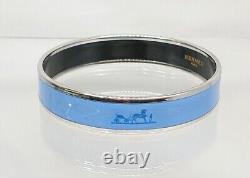 HERMES Enamel Emaile Bangle Bracelet Blue Carriage with Box Unisex Jewelry
