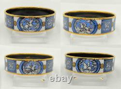 HERMES Enamel Emaile MM Blue x Gold x White Bangle Bracelet Accessory Jewelry