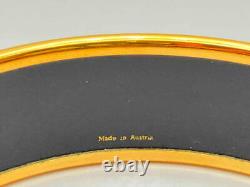 HERMES Enamel Emaile MM Blue x Gold x White Bangle Bracelet Accessory Jewelry