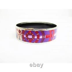 HERMES Enamel Emaux GM Cloisonné Bangle Bracelet Blue Gold Tone Vintage Luxury