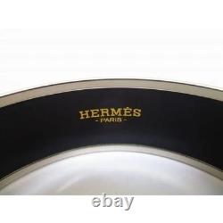 HERMES Enamel Emaux GM Cloisonné Bangle Bracelet Blue Gold Tone Vintage Luxury