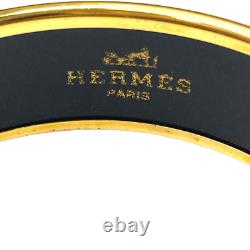 HERMES Enamel GM Cloisonné Bracelet Horse Bangle Blue & Gold Accessory