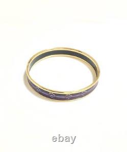 HERMES Enamel Gold x Blue Multicolor Bangle Bracelet