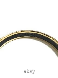 HERMES Enamel Gold x Blue Multicolor Bangle Bracelet