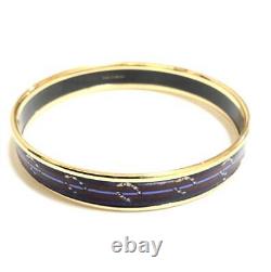 HERMES Enamel Gold x Blue Multicolor Bangle Bracelet