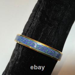 HERMES Enamel PM 65 Narrow Bangle Bracelet Gold rim, Blue and green
