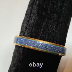 HERMES Enamel PM 65 Narrow Bangle Bracelet Gold rim, Blue and green