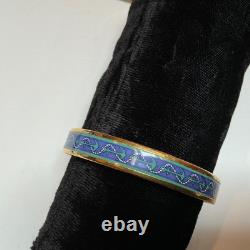 HERMES Enamel PM 65 Narrow Bangle Bracelet Gold rim, Blue and green
