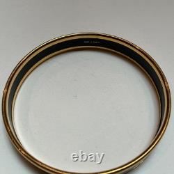 HERMES Enamel PM 65 Narrow Bangle Bracelet Gold rim, Blue and green