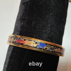 HERMES Enamel PM 65 Narrow Bangle Bracelet Gold rim Blue, yellow, red black FISH