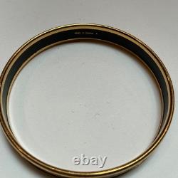 HERMES Enamel PM 65 Narrow Bangle Bracelet Gold rim, Blue, yellow, red on black
