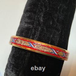 HERMES Enamel PM 65 Narrow Bangle Bracelet Gold rim, Red, white blue