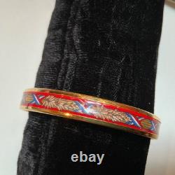 HERMES Enamel PM 65 Narrow Bangle Bracelet Gold rim, Red, white blue