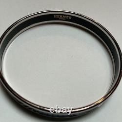 HERMES Enamel PM 65 Narrow Bangle Bracelet Palladium rim, Purple and Blue