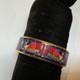 Hermes Enamel Pm 65 Wide Bangle Bracelet Gold Rim Blue And Red