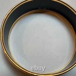 HERMES Enamel PM 65 Wide Bangle Bracelet Gold rim Blue, yellow, red