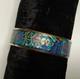 Hermes Enamel Pm 65 Wide Bangle Bracelet Gold Rim, Fish Blue, Black And Gold