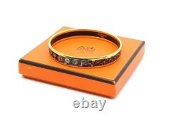 HERMES Enamel PM Bangle Bracelet Blue Gold Cloisonne Box Authentic Vintage YK834