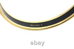 HERMES Enamel PM Bangle Bracelet Blue Gold Cloisonne Box Authentic Vintage YK834