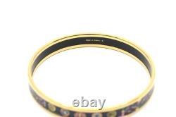 HERMES Enamel PM Bangle Bracelet Blue Gold Cloisonne Box Authentic Vintage YK834