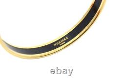 HERMES Enamel PM Bangle Bracelet Blue Gold Cloisonne Box Authentic Vintage YK834