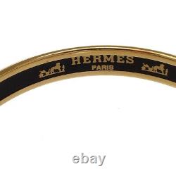 HERMES Enamel PM Cloisonne Bangle Bracelet Gold Blue Austria Accessory 62MY374