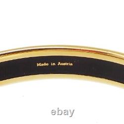 HERMES Enamel PM Cloisonne Bangle Bracelet Gold Blue Austria Accessory 62MY374