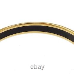 HERMES Enamel PM Cloisonne Bangle Bracelet Gold Blue Austria Accessory 62MY374