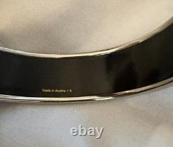 HERMES Enameled Horse Bangle Bracelet Silver Blue