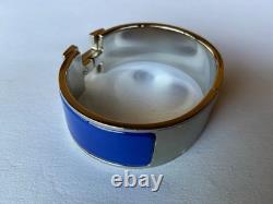 HERMES GM size Royal blue Enamel Palladium HW Clic Clac H Bangle Bracelet