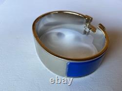 HERMES GM size Royal blue Enamel Palladium HW Clic Clac H Bangle Bracelet